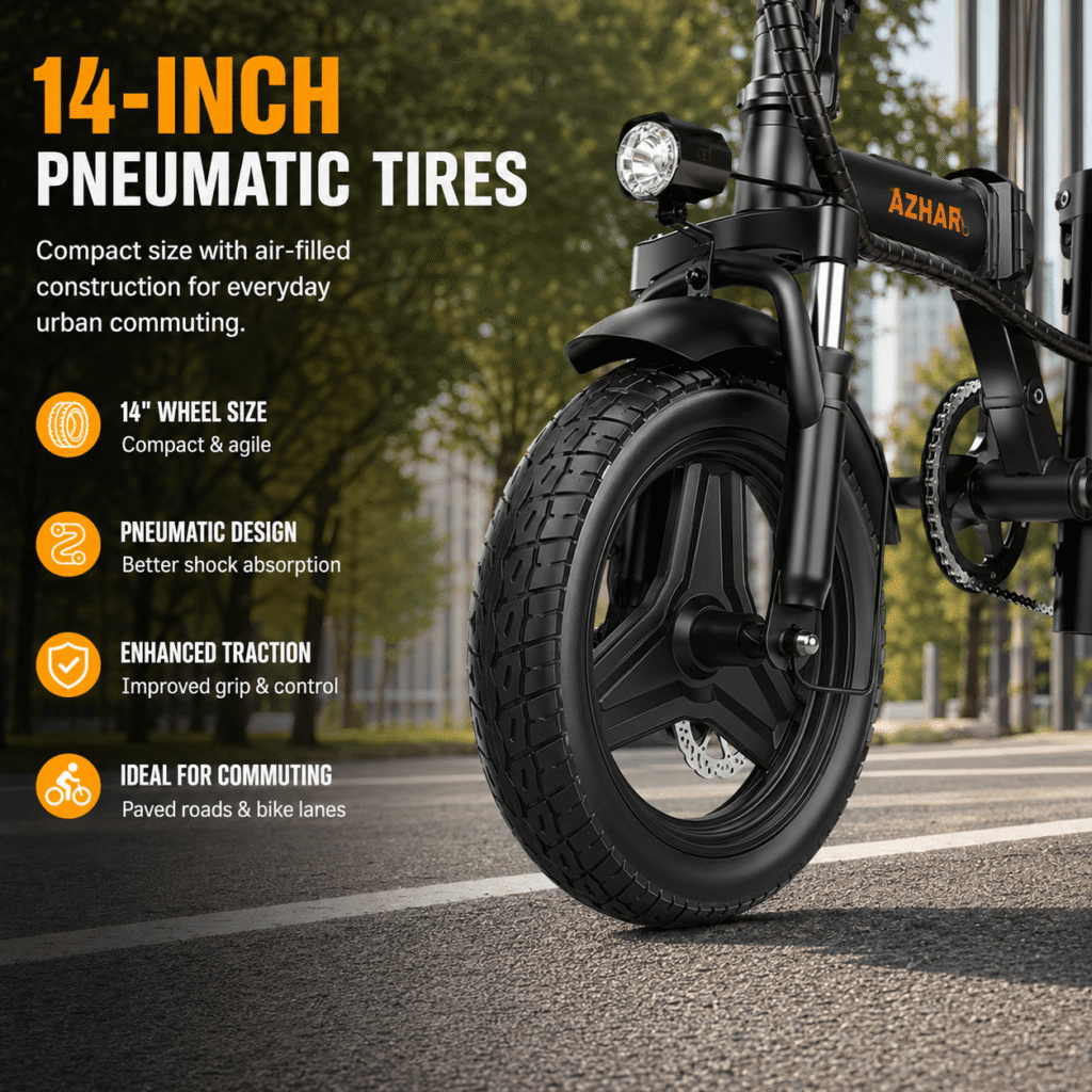 AZHAR Electric Bike - 14-Inch Pneumatic Tires