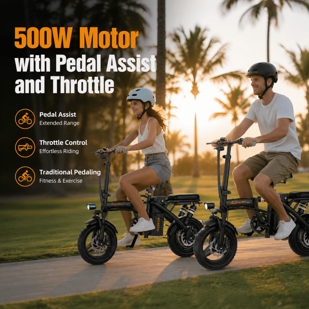 AZHAR Electric Bike - 500W Motor with Pedal Assist and Throttle