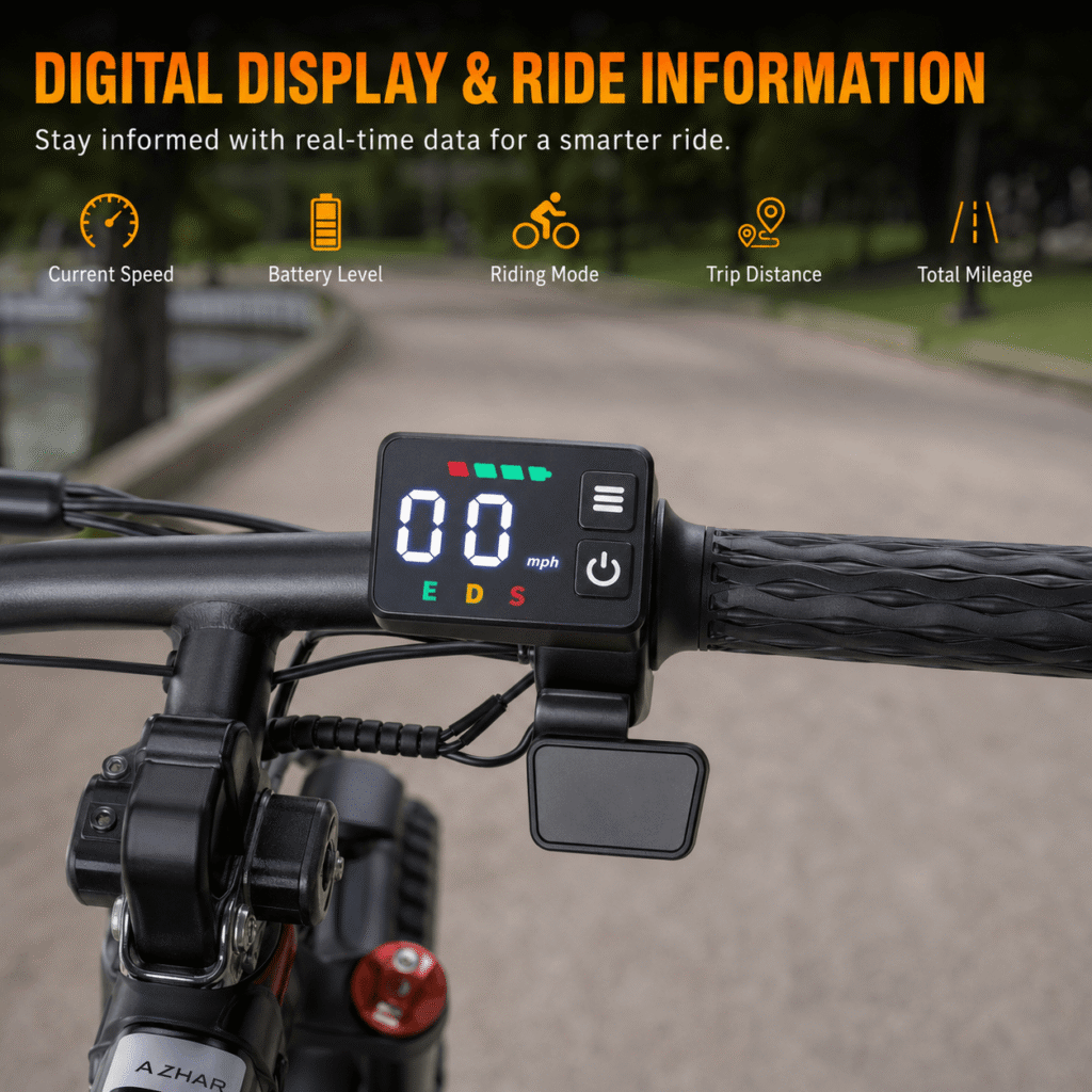 AZHAR Electric Bike - Digital Display and Ride Information