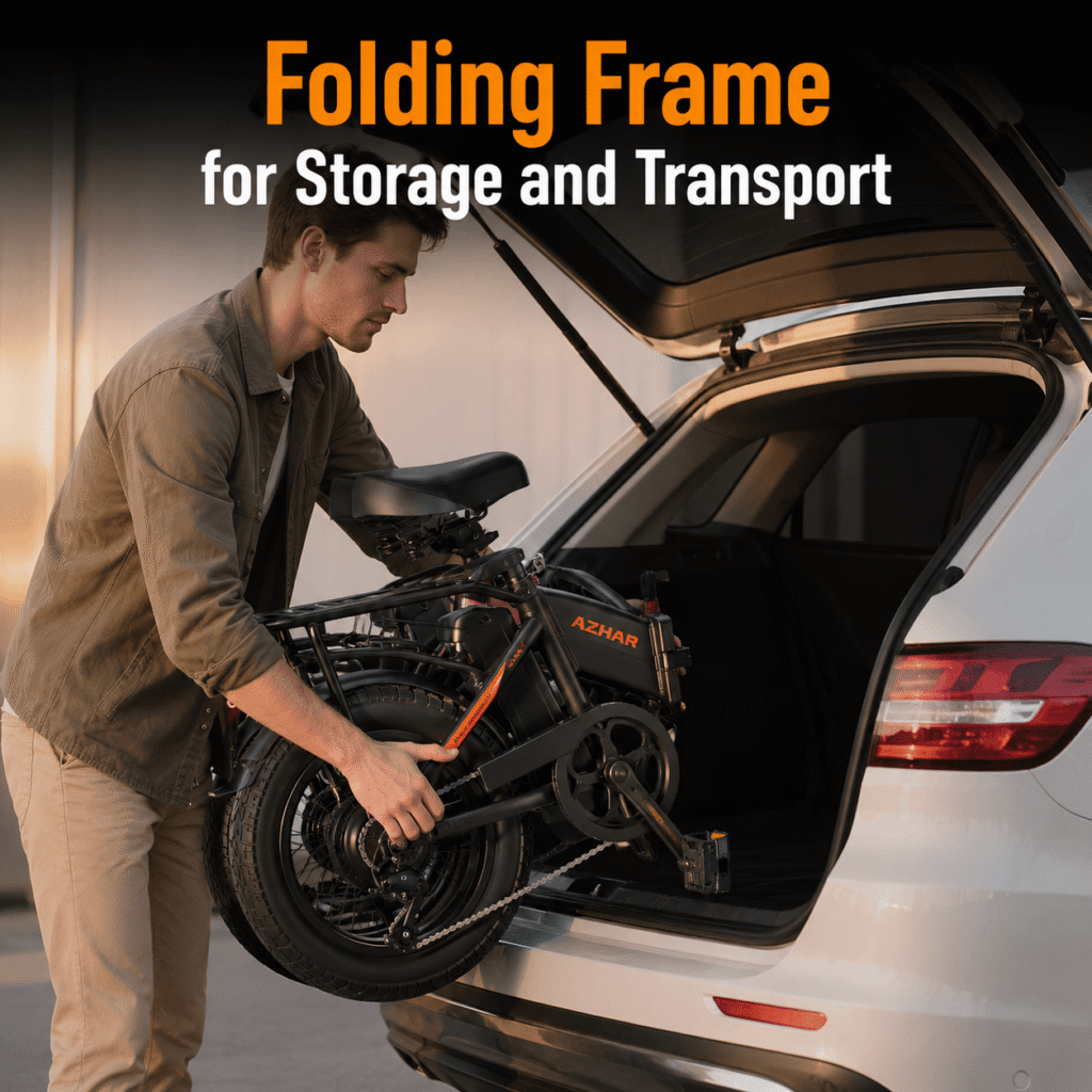 AZHAR Electric Bike - Folding Frame for Storage and Transport