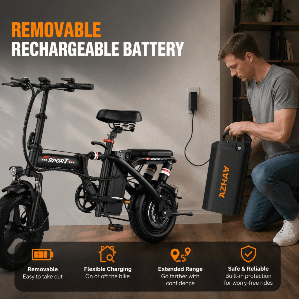 AZHAR Electric Bike - Removable Rechargeable Battery